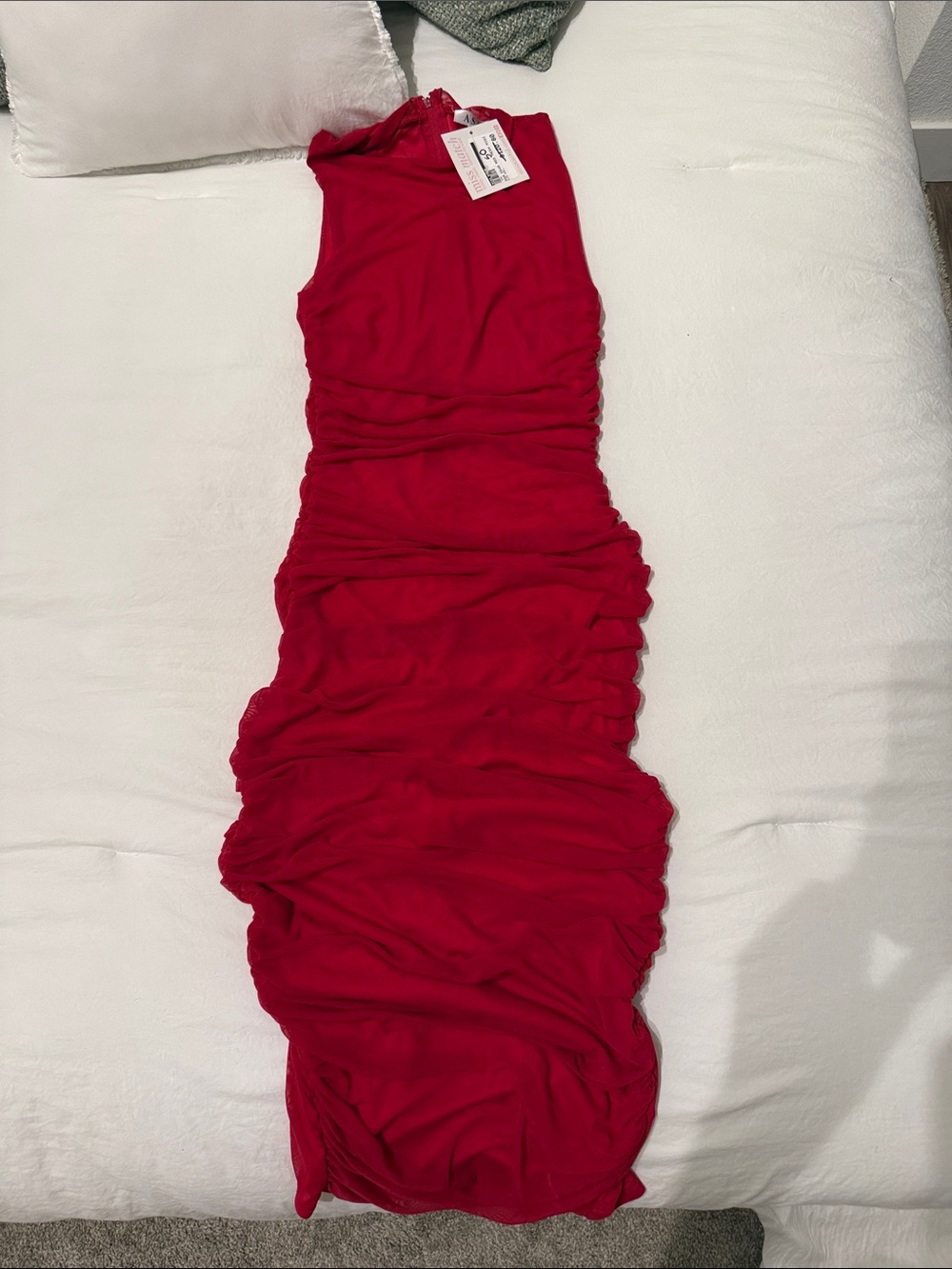 Red Ruched Bodycon Maxi Dress